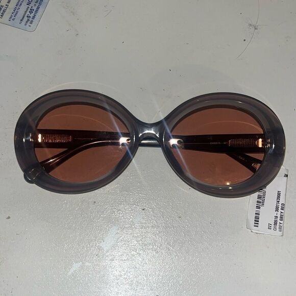 CHLOE ROUND OVAL GREY RED SUNGLASSES main image 9